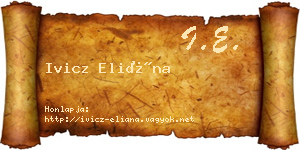 Ivicz Eliána névjegykártya